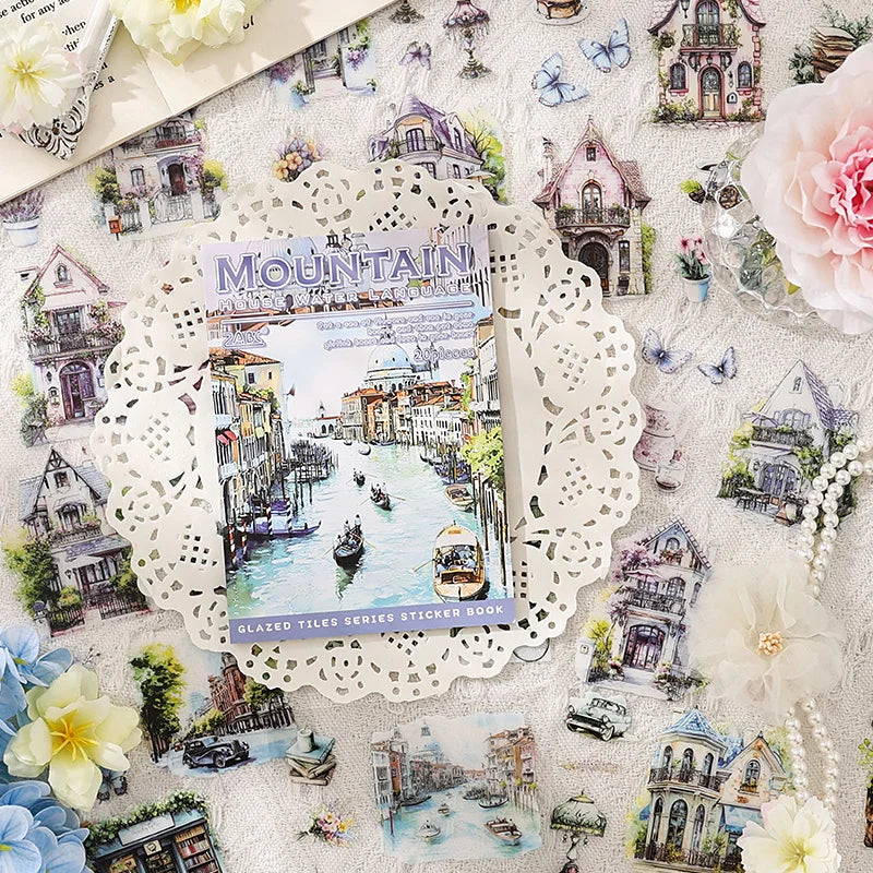 TIANZI 20/80pcs Die Cut Landscape Stickers Book for Scrapbooking Journaling DIY Crafts Planners Art Supplies Qme