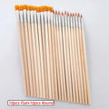 20 50 Wood Handle Painting Brushes Art Round Flat Hair Nylon Paint Qme A1 20 pcs