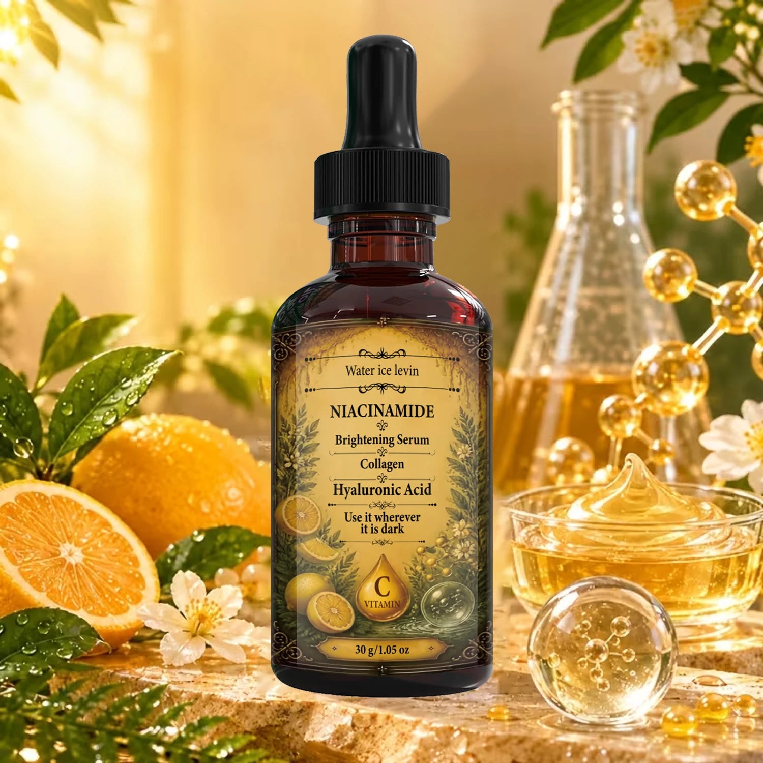 Water Ice Levin Niacinamide Collagen Brightening Serum 30g Hyaluronic Acid Moisturizing Firming Even Tone Facial Essence Qme