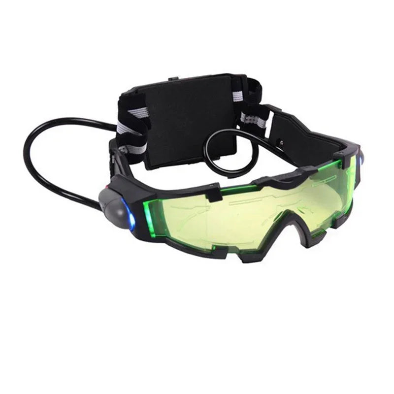 Night Vision Adjustable LED Glasses With Flip - out Light, Windproof Motorcycle Motorbike Racing Hunting Eyewear Goggles Qme