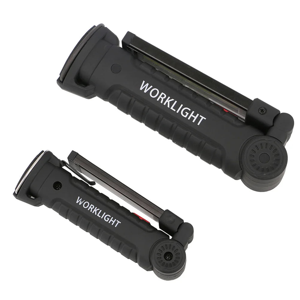 COB LED Work Light Dimmable USB Rechargeable LED Flashlight Inspection Lamp With Magnetic Hook Power Bank 18650 Battery Torch Qme