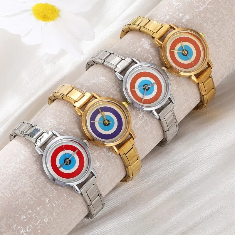 Wholesale Fashion Gold Sliver Color Round Women Watch Luxury Analog Wristwatches Reloj Mujer Girls Clock Gift（Without Box） Qme