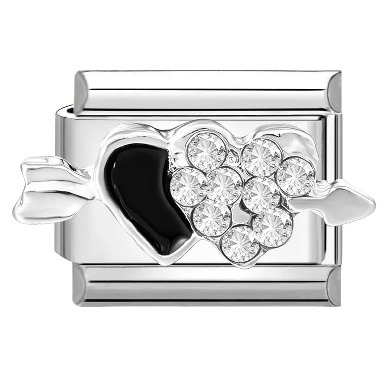 Shiny Zircon Heart Bow Butterfly Bouquet Star Italian Charm Links Fit