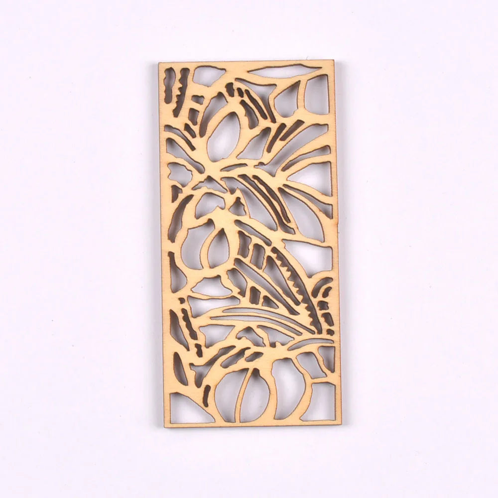 5Pcs/lot Natural Wood Decoration For DIY Scrapbook Crafts Hollow Rectangle Wooden Handmade Ornaments Home Embellishment m2559 Qme 17