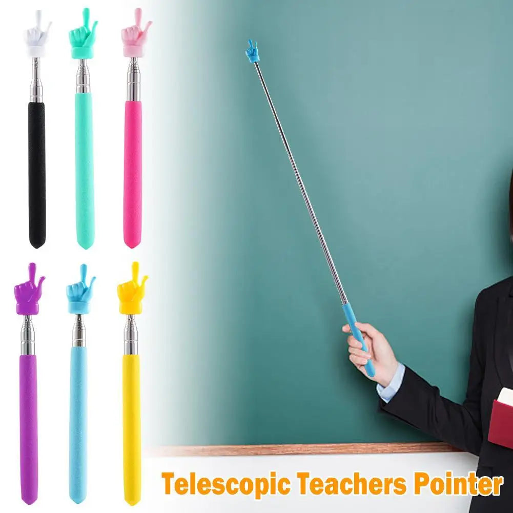 Extendable Pointer Stick Finger Design StainlessSteel Telescopic School Teaching Pointer Stick Teacher Supplies for Classroom Qme
