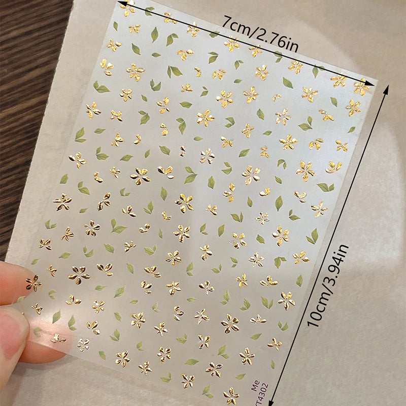 Bronzing Flower Leaf Nail Stickers Floral Designs Petal Leaves Qme