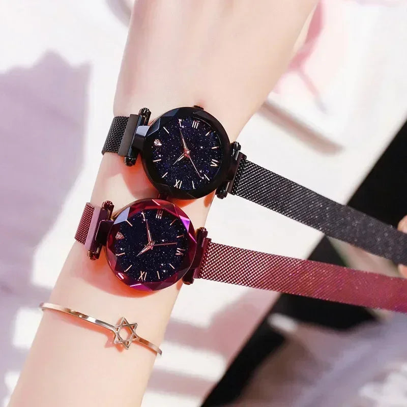 Luxury Starry Sky Women Watches Magnetic Mesh Belt Band Watch Women's Fashion Dress Wristwatch Zegarek Damski Reloj Mujer Qme