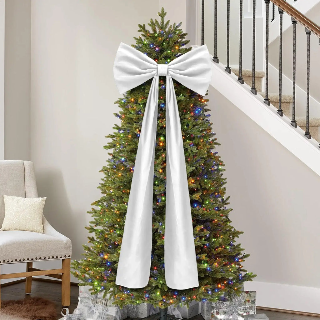 Christmas Tree Bows Large Home Decor Christmas Bow Tree Topper Ornaments For Indoor Outdoor Mantel Fireplace Front Door Wreath Qme