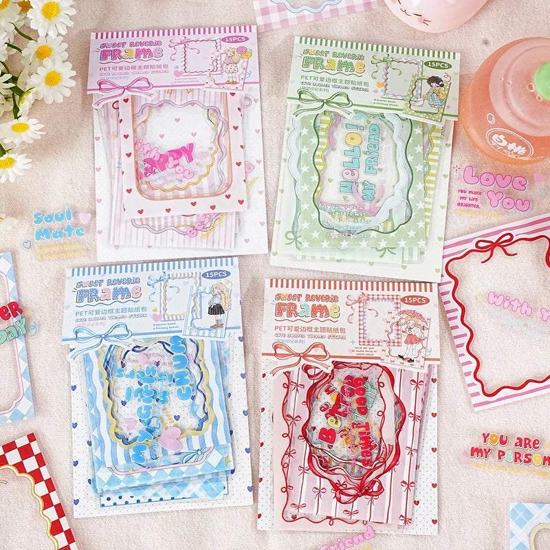 15/60 Sheets Japanese Kawaii Girl Stickers Pack DIY Aesthetic Decorative for Scrapbooking Mobile Phone Case Tablet Stationery Qme All