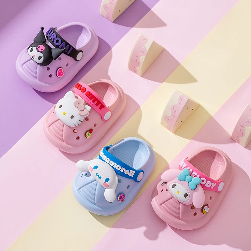Hello Kitty Kuromi Garden Slippers Cute, Soft-Soled EVA, Non-Slip Indoor Home-Use Holey Slippers Qme