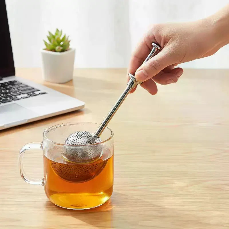 Stainless Steel Long Handle Tea Infuser Fine Mesh Rust Resistant For Home Office Loose Leaf Tea Brewing Qme