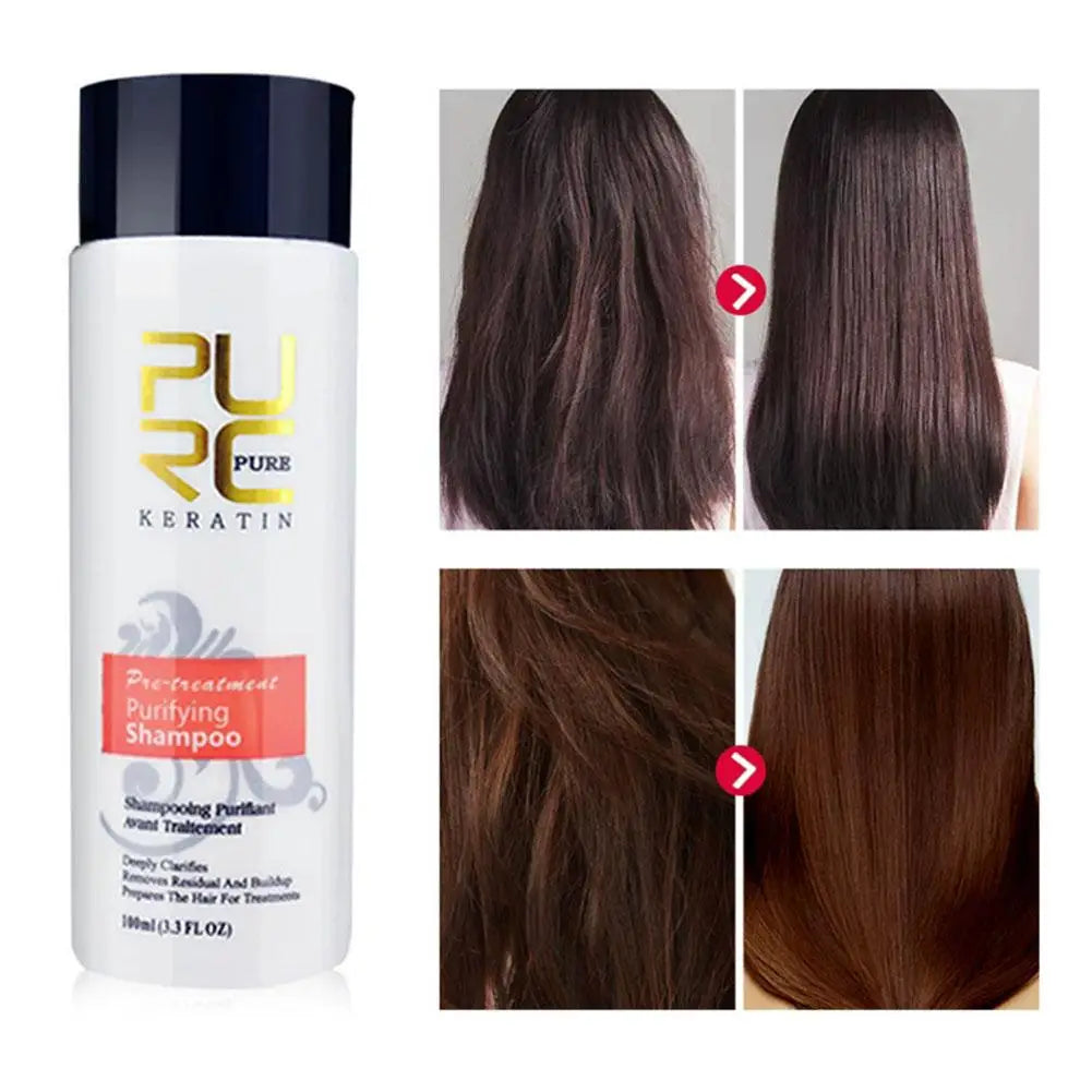 Brazilian Keratin Hair Treatment For Curly Damaged Hair Straightening Smoothing Scalp Treatment Purifying Shampoo Hair Care Qme