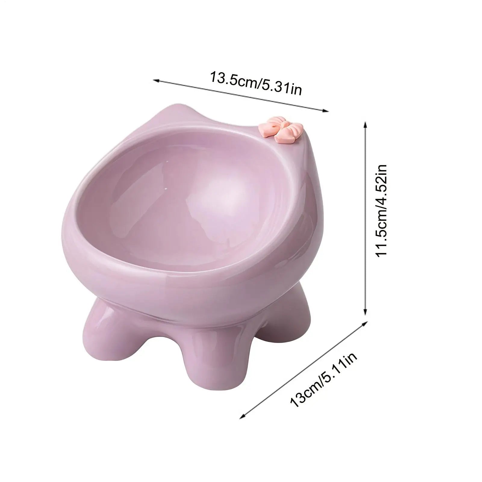 Cat Dishes Elevated Neck Protection Anti-slip Tilt Ceramic Water Plate Wide Opening Whisker-friendly Cat Raised Food Bowl For Qme