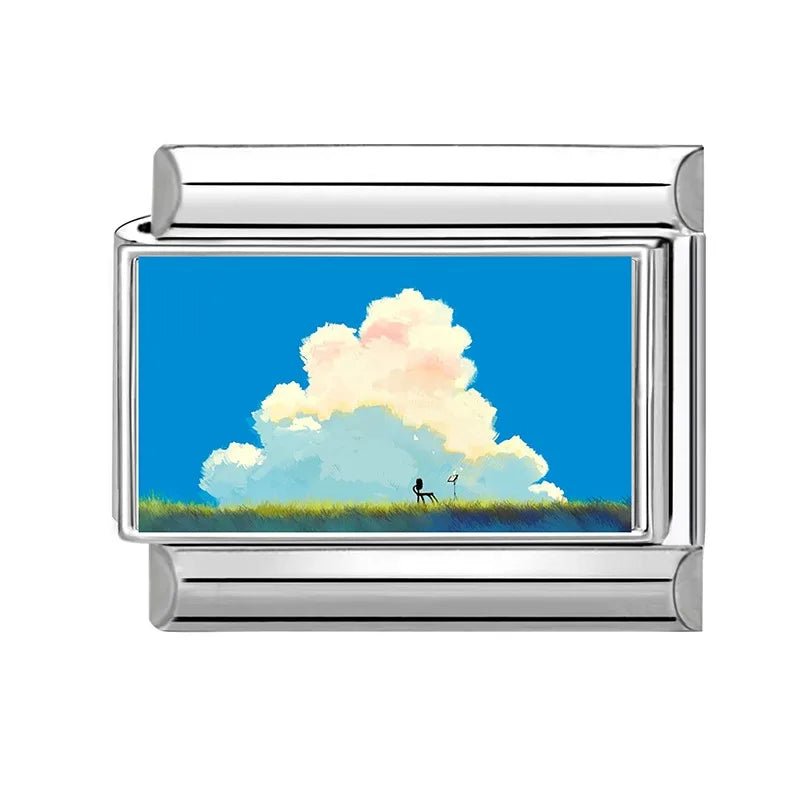 Original Design Light Bulb Sky Cloud Themed Italian Charm Bracelet Stainless Steel Jewelry Link Fit 9mm Bracelet Making DIY Bead Qme Style 6