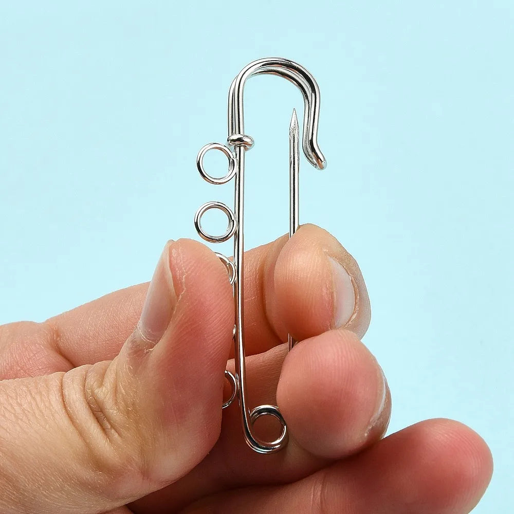 PandaHall 10pcs Iron Safety Brooch Findings Kilt Pins, Platinum Finish 50x16.5x4.5mm for DIY Jewelry Making Craft Supplies Qme