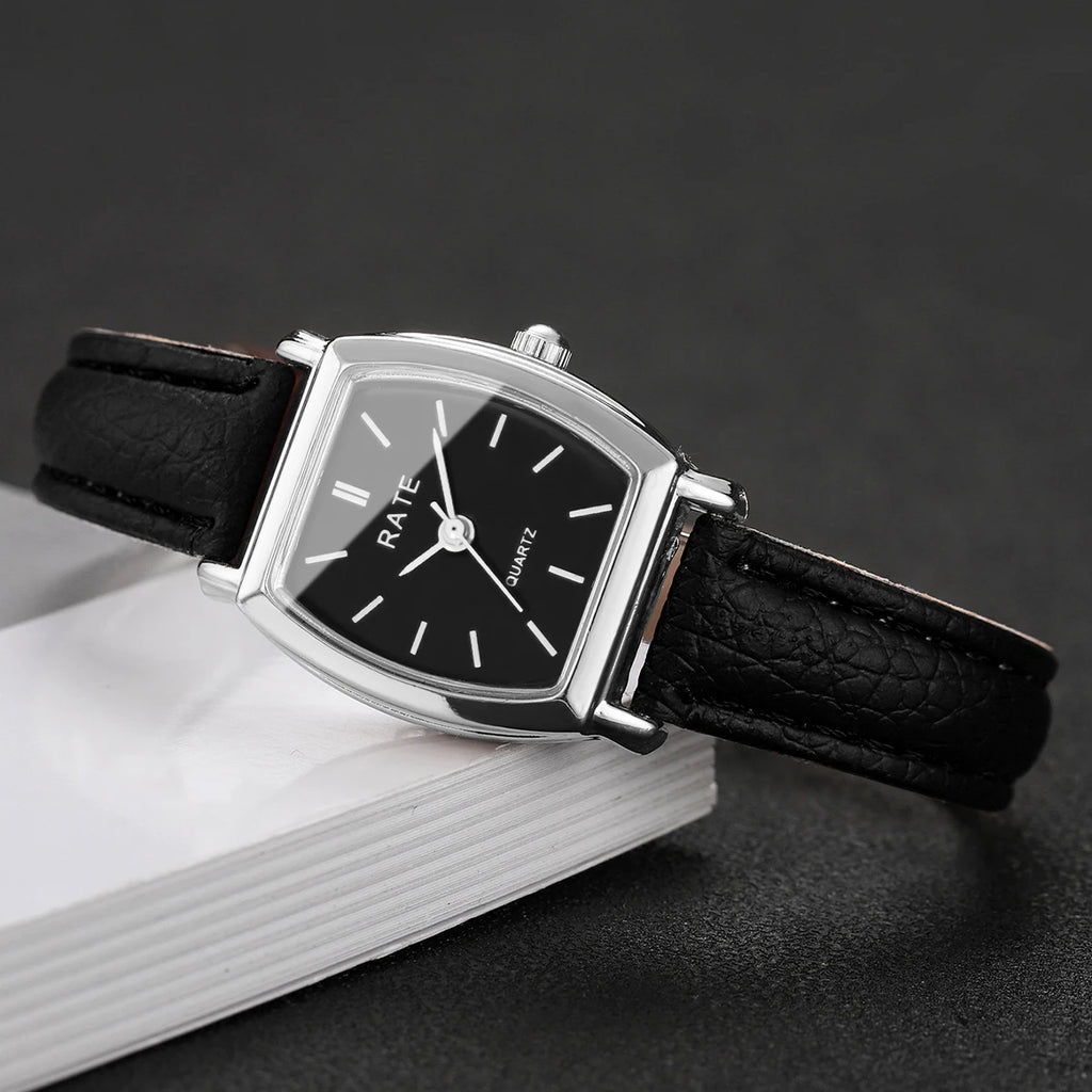 2PCS/Set Fashion Casual Women Watches Leather Strap Quartz Wristwatch Reloj Mujer Girls Clock Gift（Without Box） Qme