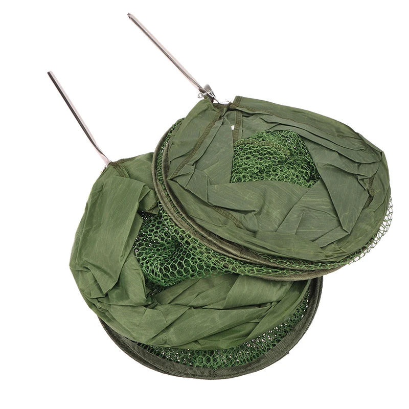 Portable Quick-drying Nylon Mesh Steel Ring Folding Fishing Net Fish Qme