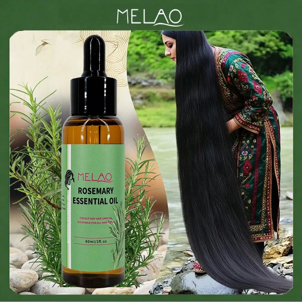 MELAO Organics Rosemary Hair Oil, Split Ends & Dry Scalp Massage Hair Essential Oils for Smoothing, Moisturizing, Healthier Hair Qme