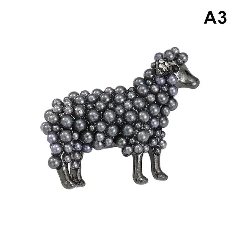 Elegant Sheep Goat Shaped Brooch Rhinestone Pearls Lapel Pin Animal Brooch Perfect For Daily Wear Party Dresses Qme A3