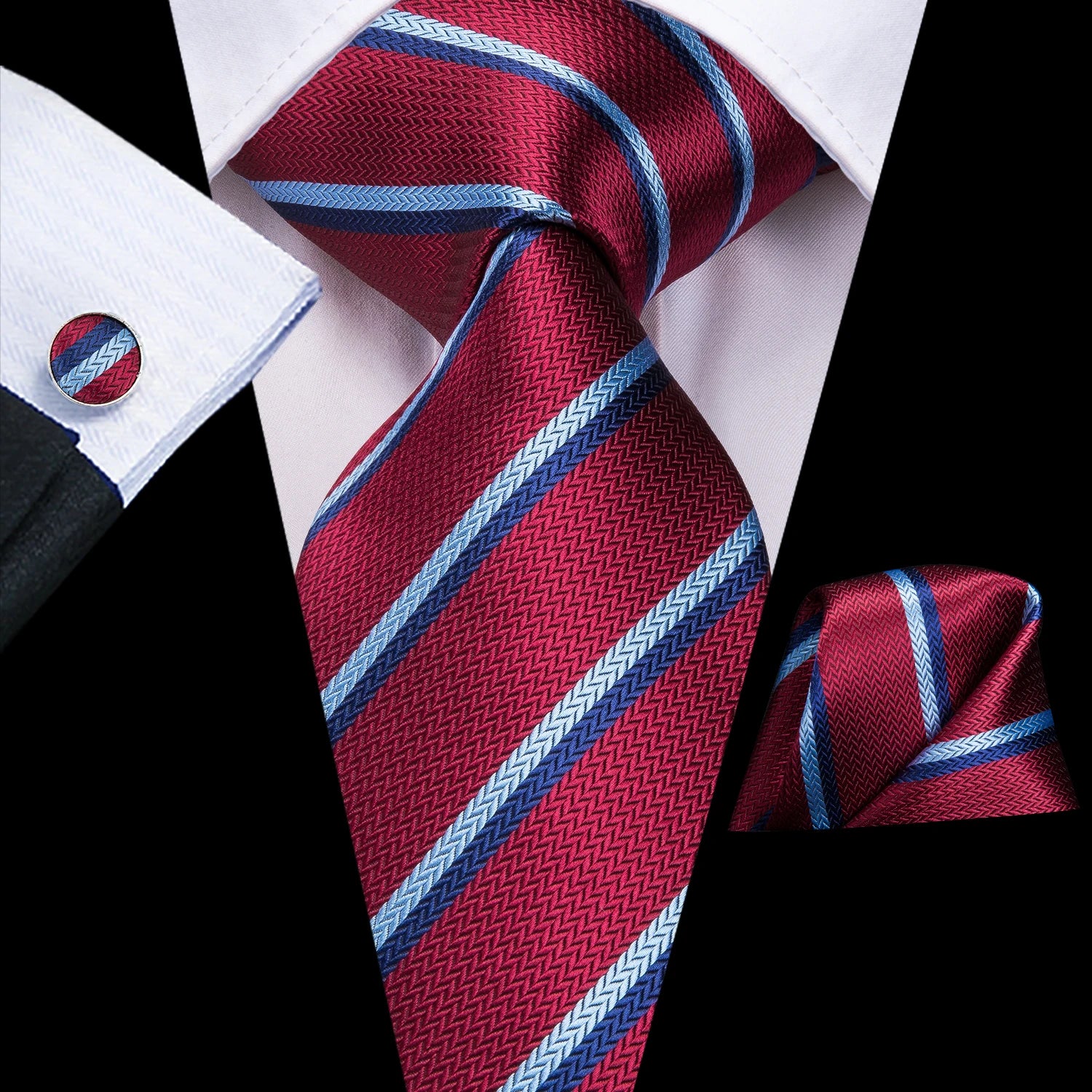 Tie Men 3-Piece Wedding Accessories Cufflinks Pocket Handkerchief Qme DPTH-LDSN3185