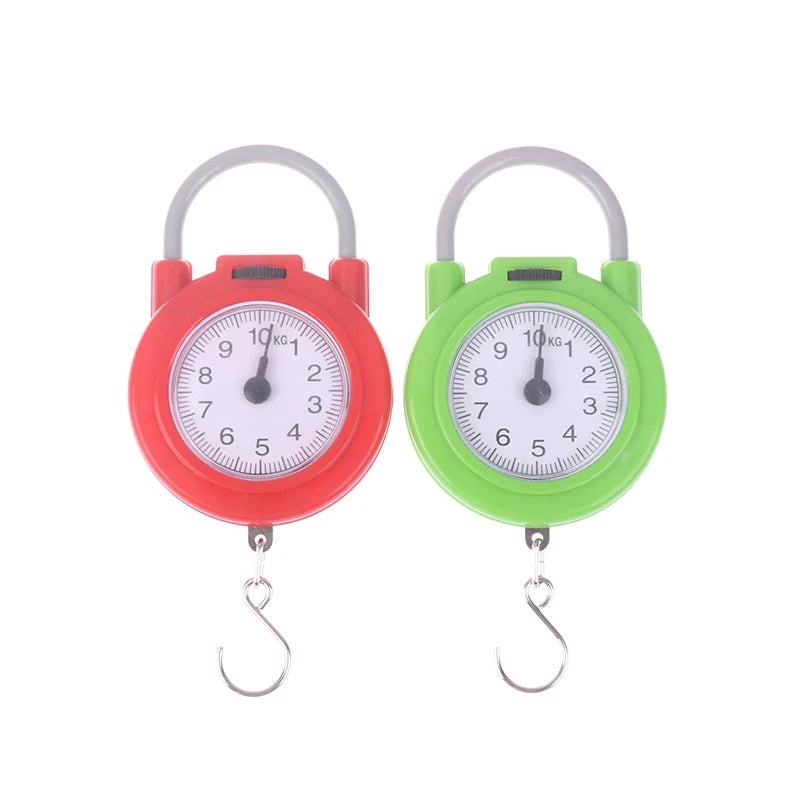 10KG Pocket Pointer Luggage Scale Spring Portable Suitcase Scale Handled Travel Bag Weighting Fish Hook Hanging Scale. Qme