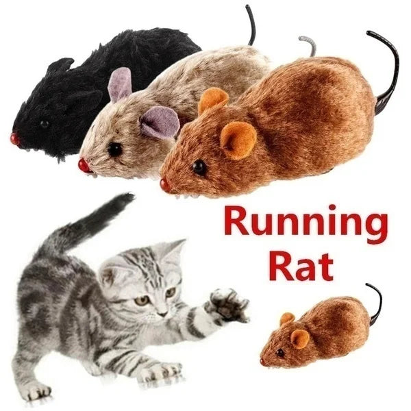 1Pcs Funny Lifelike Plush Mouse Running Rat Toy for Cats Dogs Pets Kids Random Color Cat Birthday Gift Qme Default Title