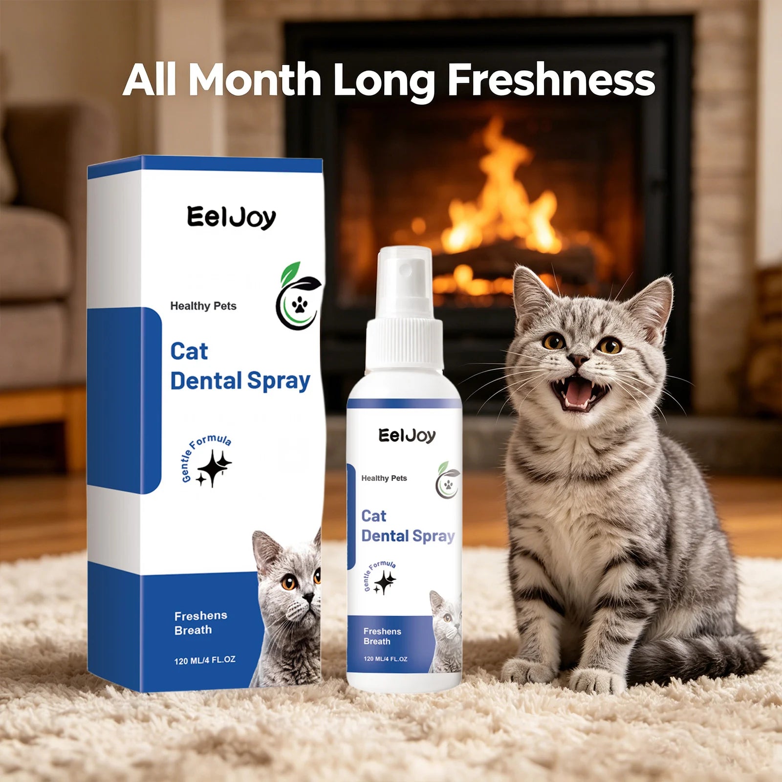 Pets Dental Cleaning Spray Removing Dental Plaque Reduce Calculus Eliminate Bad Odor Freshen Breath No-Brush Cat Oral Care Spray Qme