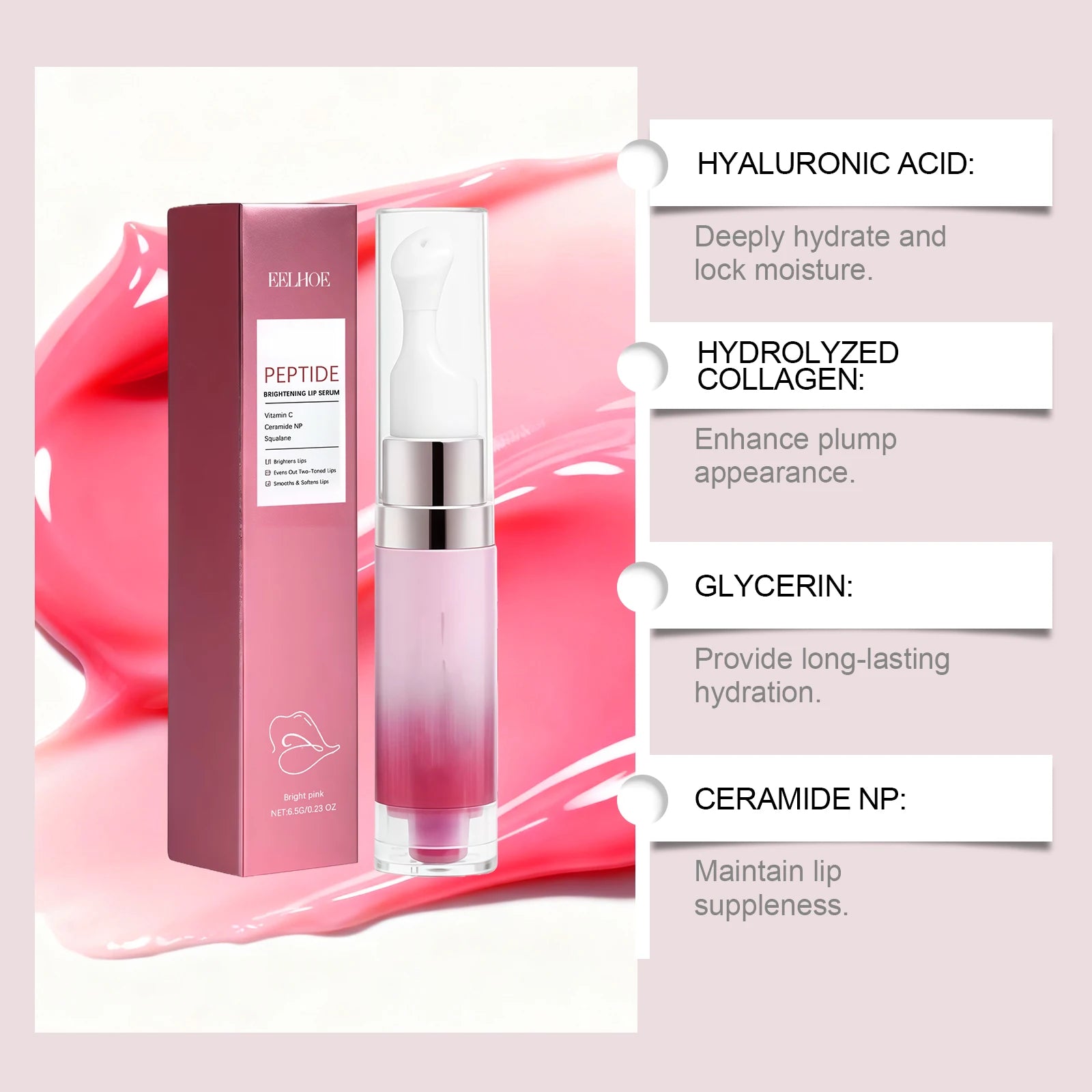 Hydrating Lip Serum Brightening Plumping Glossy Anti-Dryness Moisturizing Softening Smoothing Color Lips Cream All Day Comfort Qme