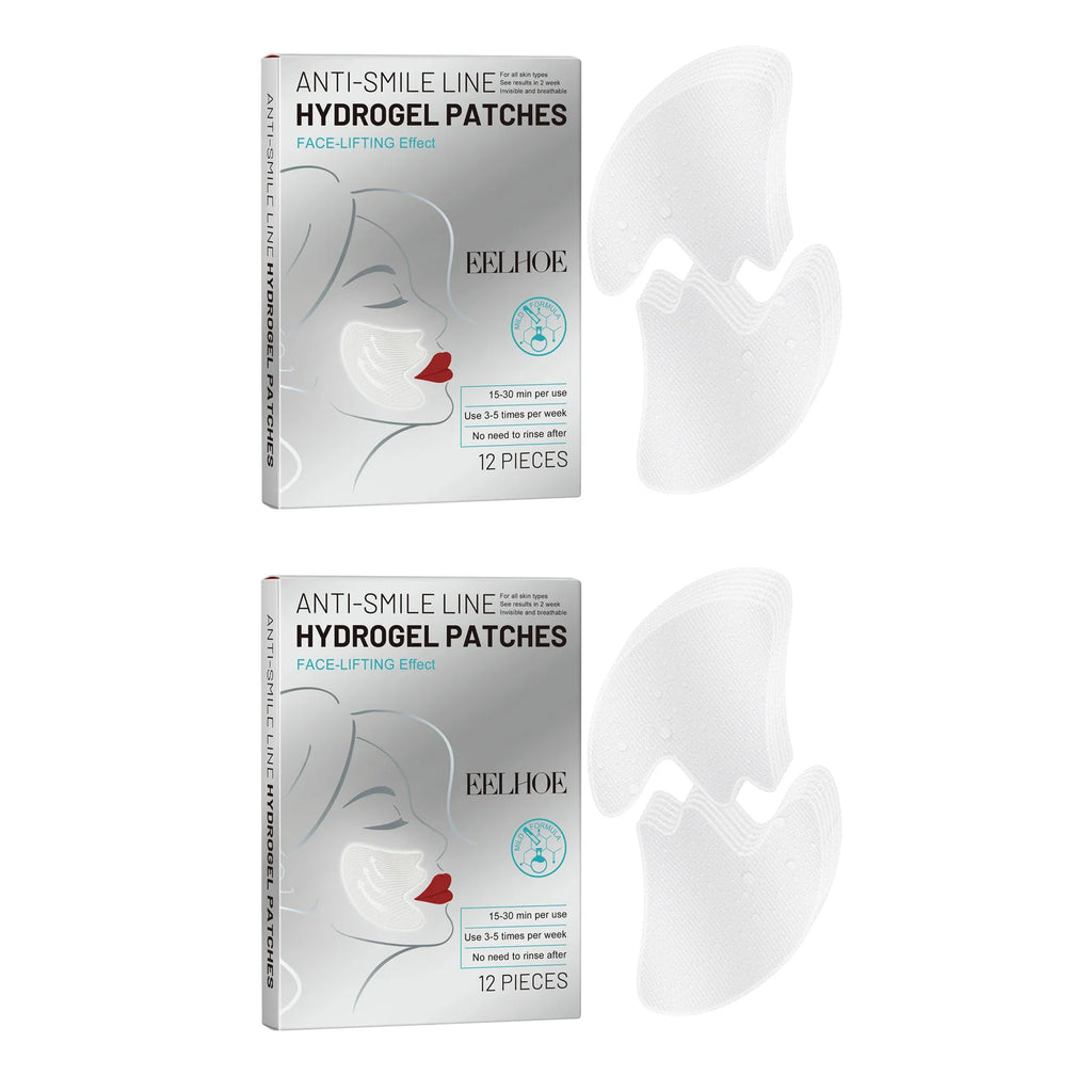 Smile Lines Patch Nasolabial Folds Patches Anti-Smile Line Lifting Firming Facial Skin Fade Fine Lines Marionette Lines Hydratin Qme 2 x 12Pcs Boxed