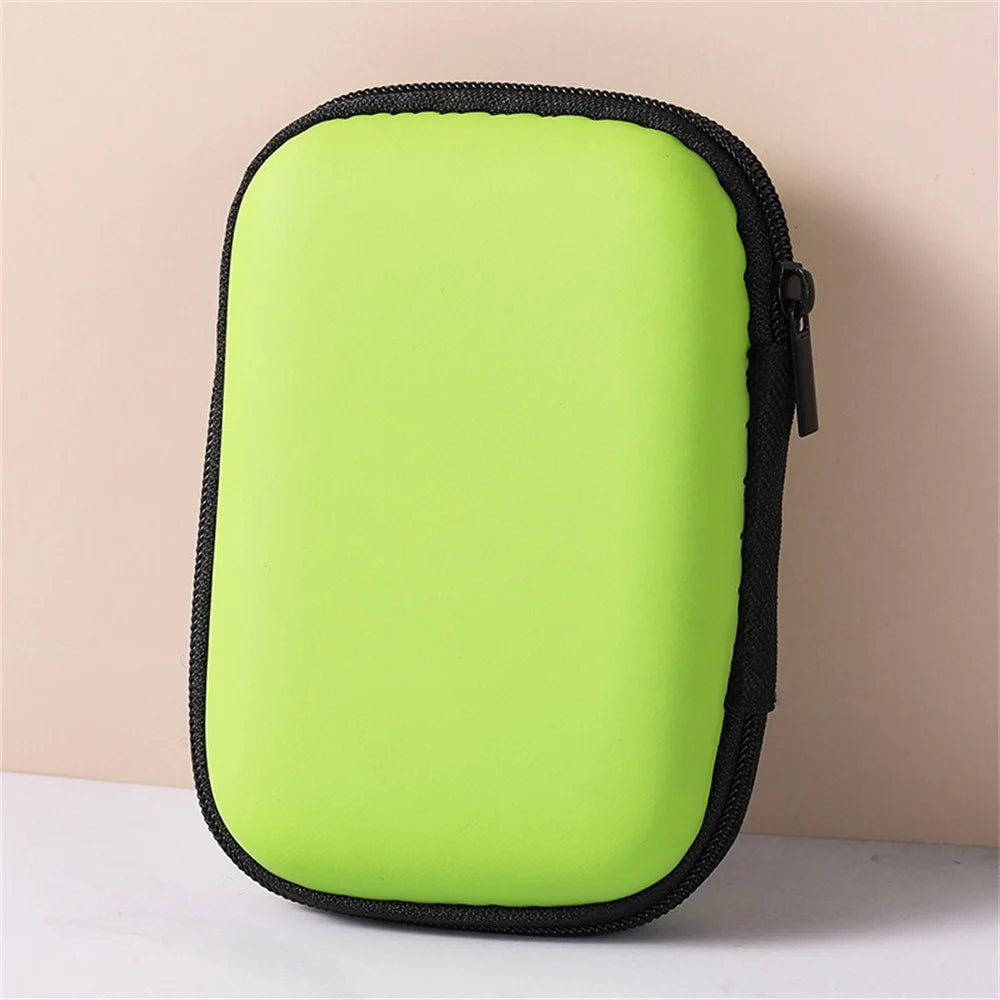 Headphone Storage Bag Mobile Phone Charger Data Cable Protection Bag Data Cable Usb Flash Drive Travel Portable Eva Zipper Bag Qme green