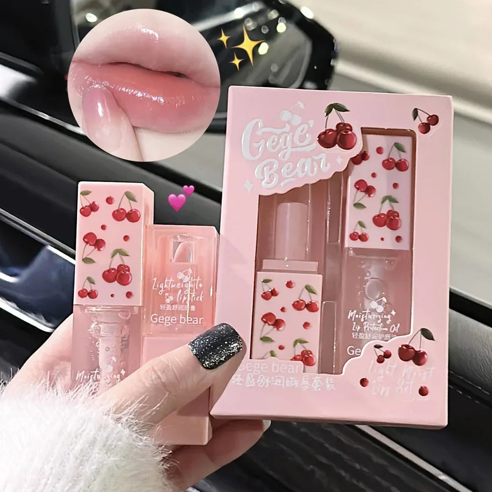 Cherry Hydrating Lip Balm Oil Gege Bear Light Moisturizing Soothing Qme army green