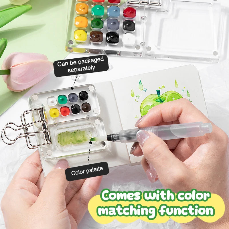 Travel Watercolour Paint Palette Mini Pocket Artist Watercolor Sets Qme