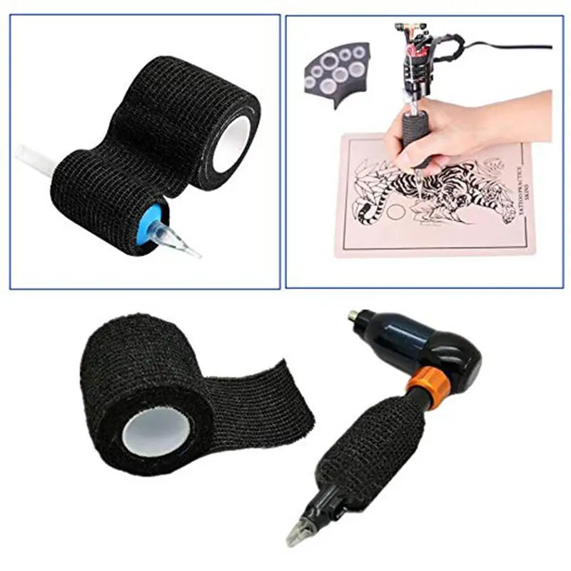 Factory Wholesale 6/12/24/48pcs Disposable Cohesive Tape Wrap Elastic Bandage Rolls For Tattoo Machine Grip Accessories Supply Qme