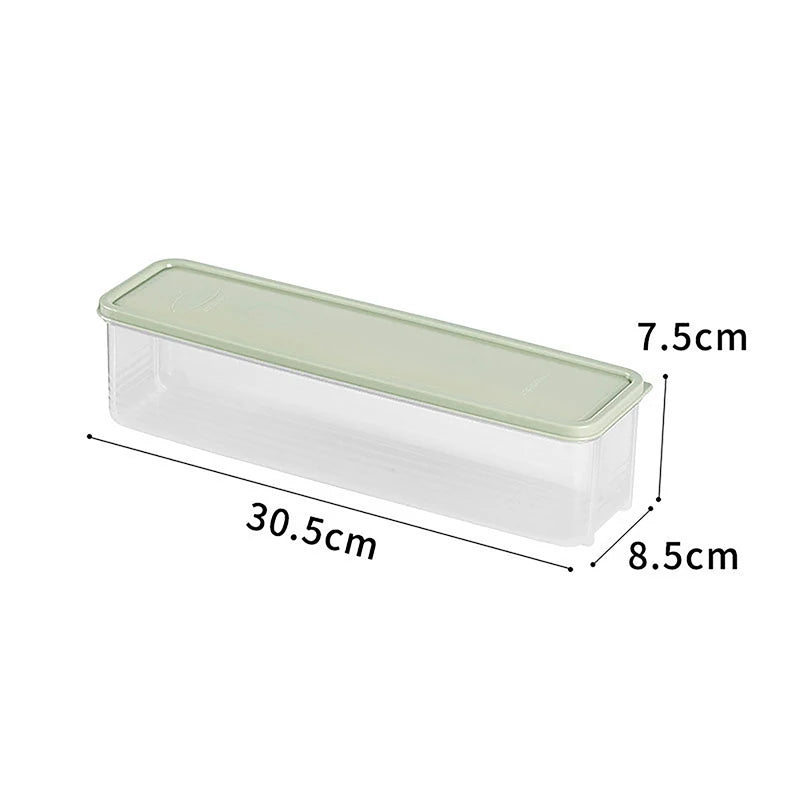 Long Rectangular Box Airtight Plastic Food Storage Containerswith Qme Green
