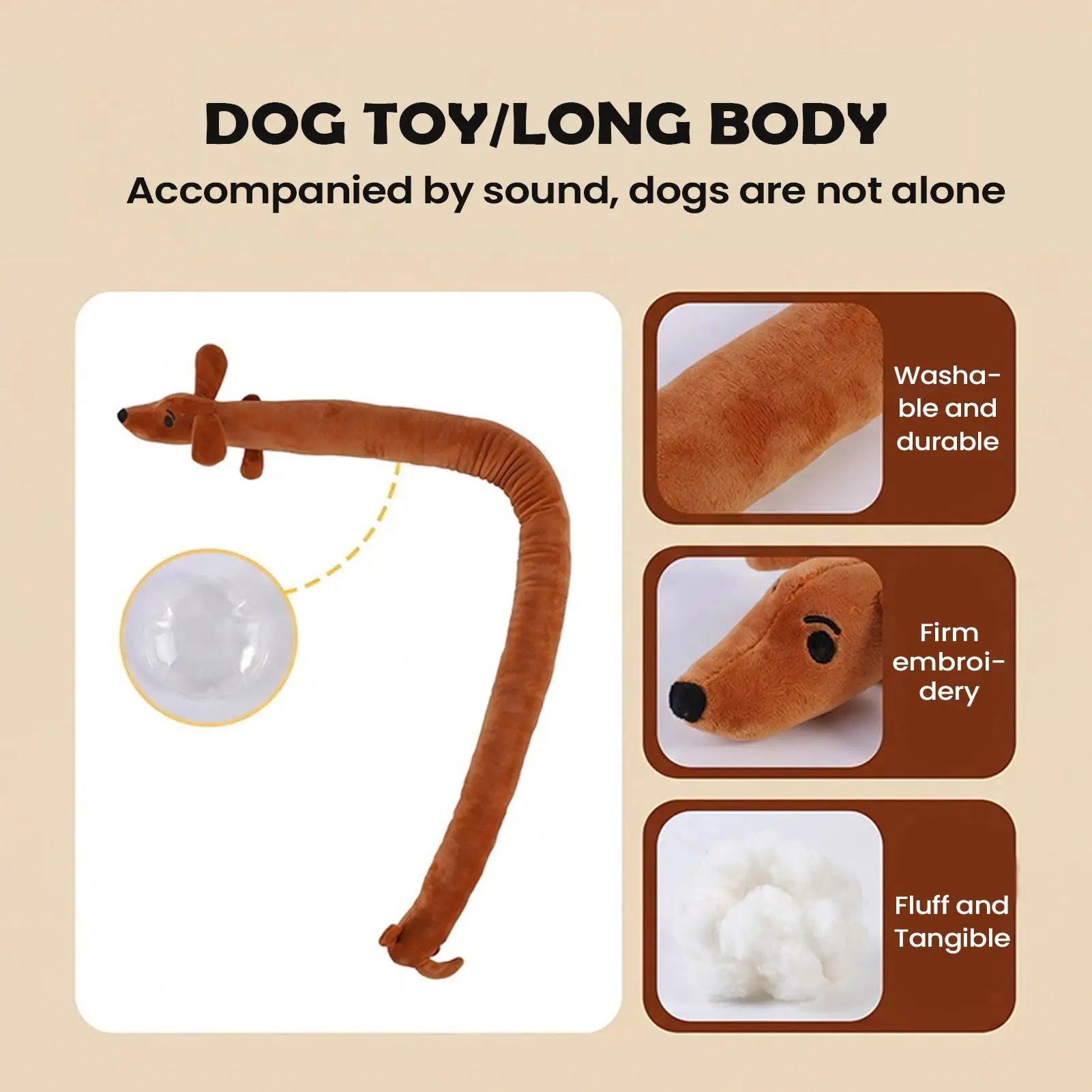 Squeaky Dog Toys Dachshund Shape Interactive Soft Companion Dog Chew Toys for Indoor Play Training Teething Boredom Relief Qme