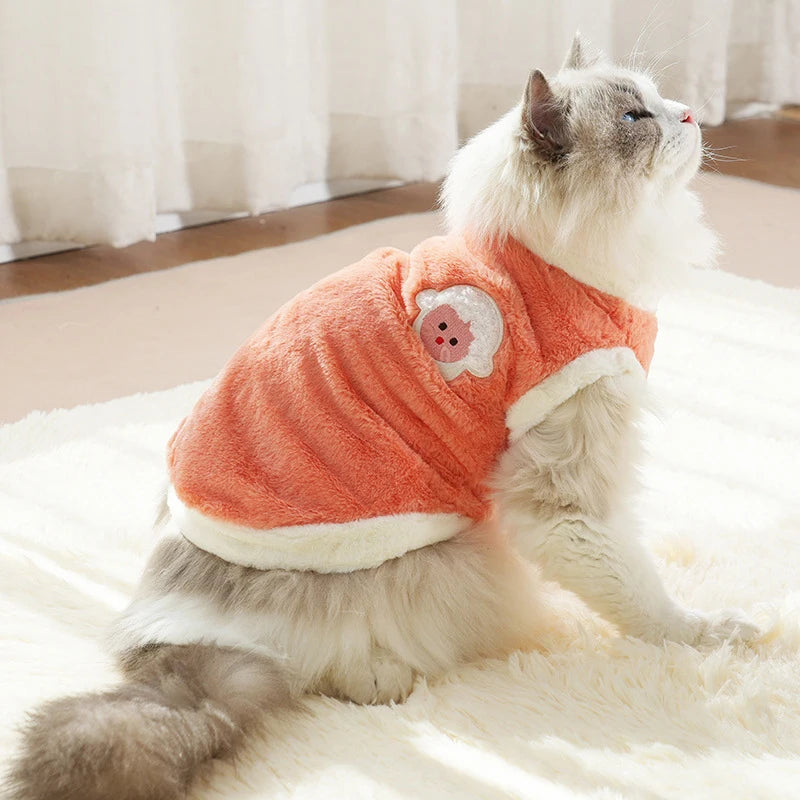 Breathable Cat Clothing Thickened Wear Resistant Pet Vest Faux Rabbit Qme