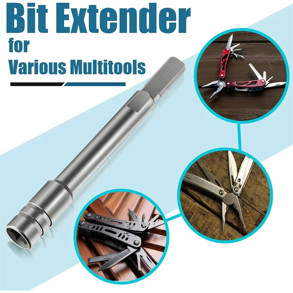 A02F-2Pack Multitool Bit Driver Extender 1/4 Inch Extension Rod Drill Bit With Flat Handle For Enhanced Accessory Use Qme Silver Grey