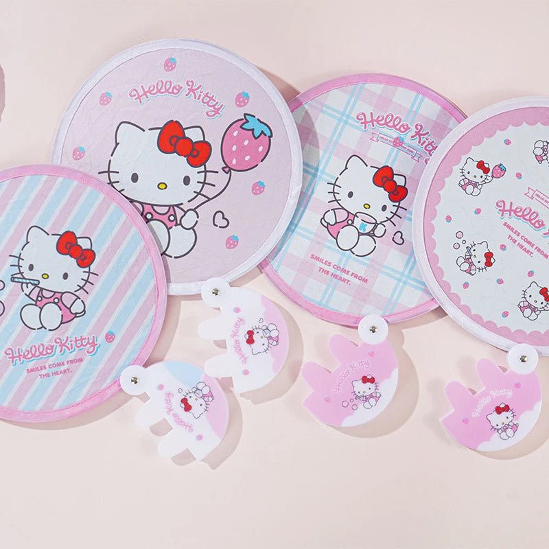 Hello Kitty Folding Reflector Fan Cute Cartoon-Style Portable Selfie Reflector for Students Qme