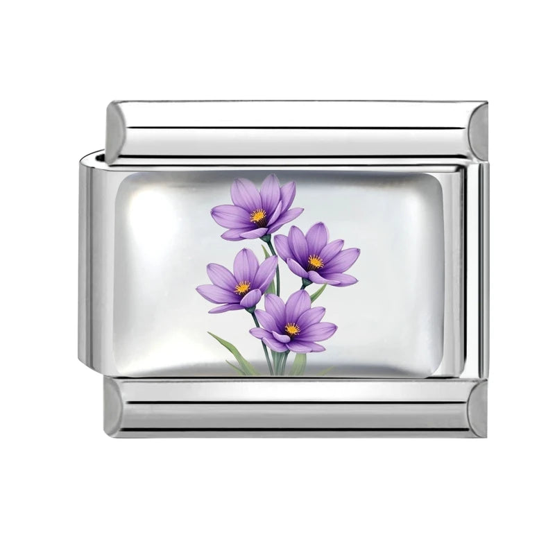 Colorful Brilliant Flowers Sunflower Lotus Tulip Charm Italian Link