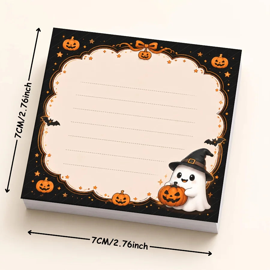 Halloween Cartoon Notepad, Cute Ghost And Jack-O'-Lantern Memo Pad for Writing, Journaling, And Office Use Qme