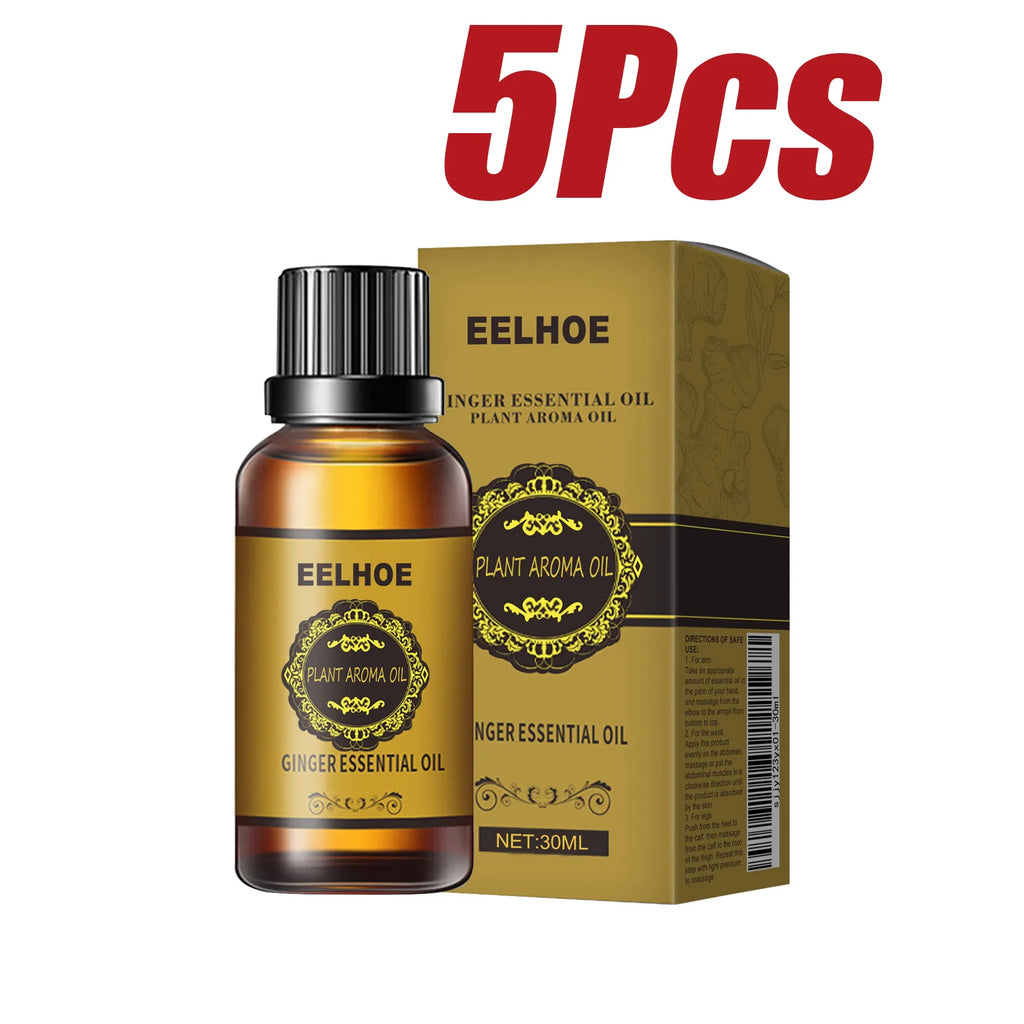 Ginger Essential Oil Slimming Body Massage Natural Fat Burning AntiCellulite Waist Arms Legs Care Promote Metabolism Firming Oil Qme 5 x 30ml Boxed