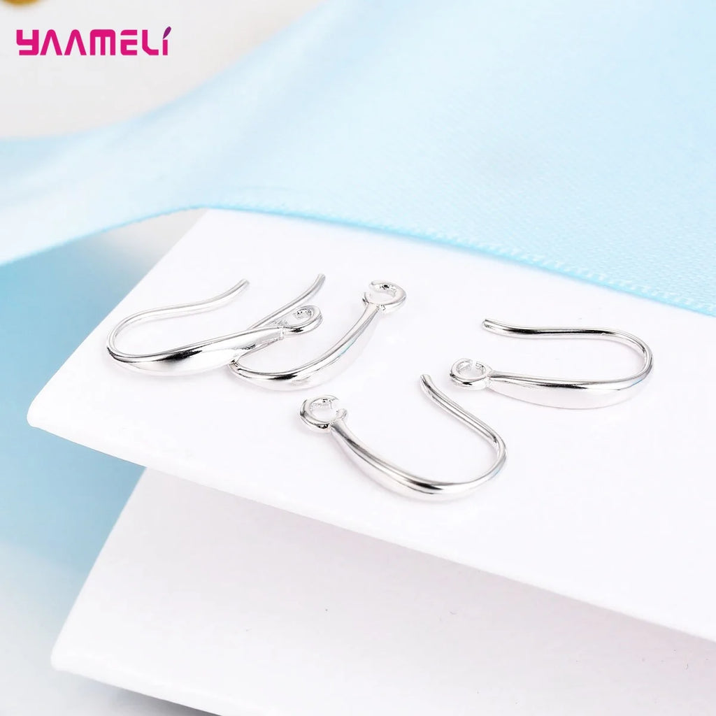 100PCS Lot Real 100% 925 Sterling Silver Stamp Hook Earrings Jewelry Findings Fittings Components Accessories Handmade Supplies Qme