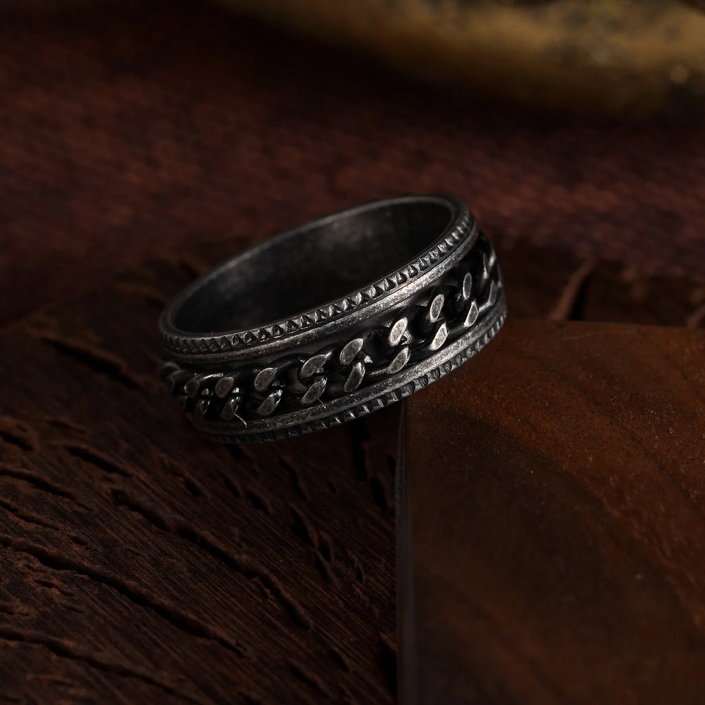 Vintage Viking Rune Rings For Men Women Retro Viking Stainless Steel Rotatable Fidget Anxiety Spinner Ring Retro Amulet Jewelry Qme