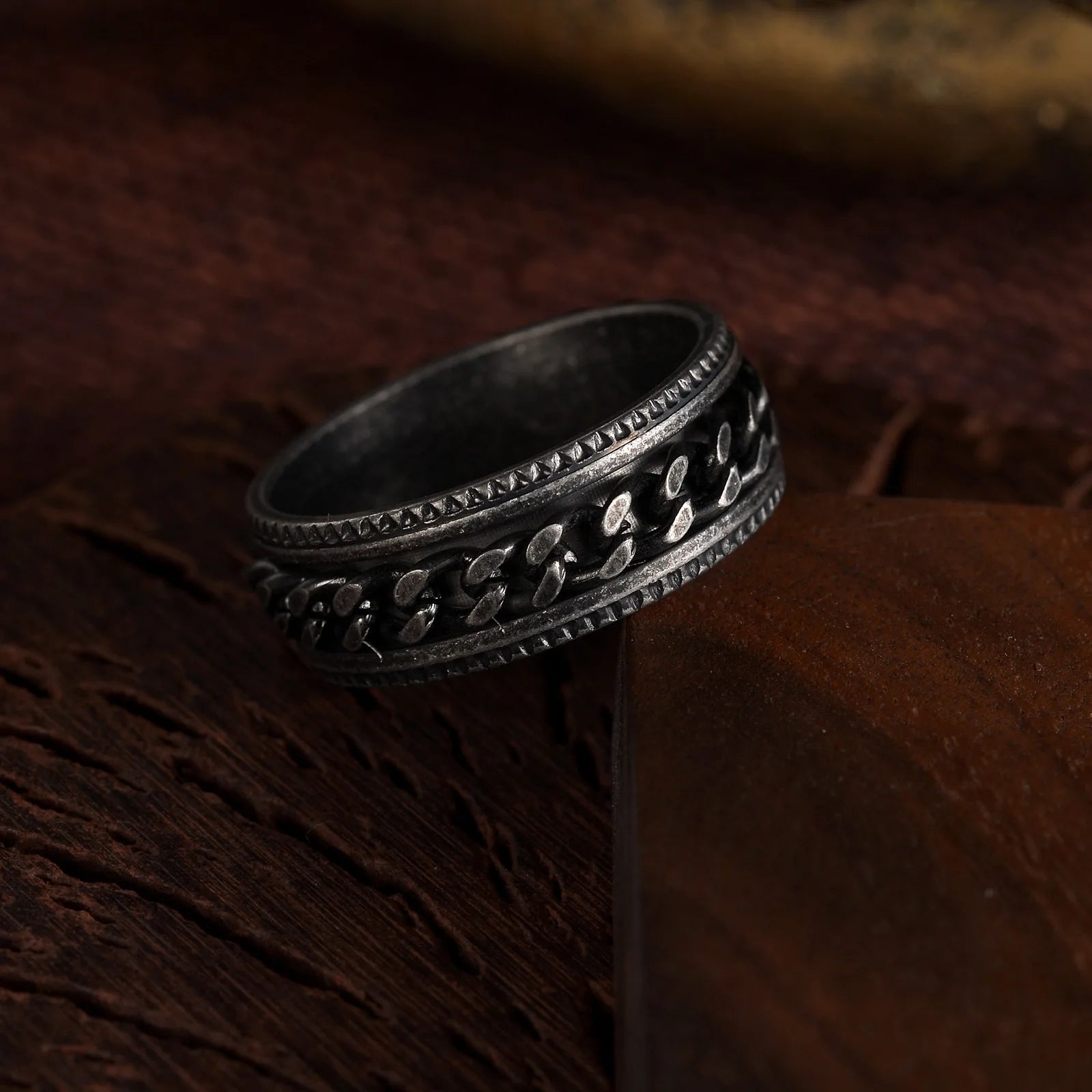 Vintage Viking Rune Rings For Men Women Retro Viking Stainless Steel Rotatable Fidget Anxiety Spinner Ring Retro Amulet Jewelry Qme