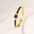 2pcs Gold Color Stainless Steel Five-Leaf Flower Bangle Simple For Woman Party Wedding Exquisite Wrist Jewelry Fine Clover Gift Qme 12