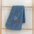 Coral Fleece Dry Hair Cap Female Cute Embroidery Soft Absorbent Quick Qme DEEP BLUE