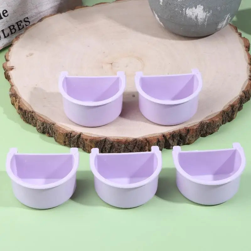 5pcs Bird Food Feeding Dish Easy To Install Bird Cage Feeder Bowl For Small Animals Budgie Parrot Parakeets Lovebirds Qme Purple