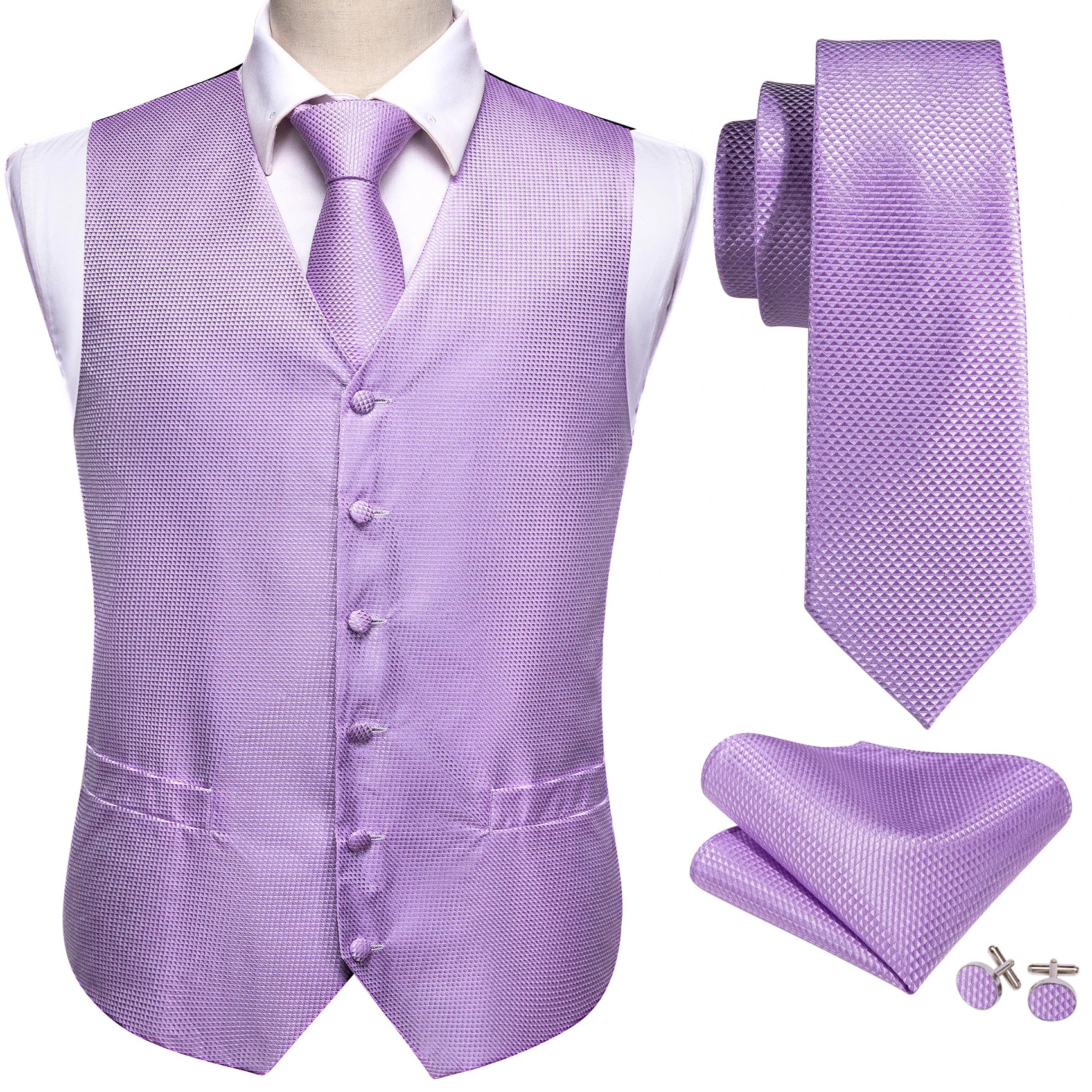Men's Formal Suit Vest & Tie Set – Paisley/Floral Premium Waistcoat and Necktie Combo for Weddings, Business Festive Occasions Qme MJ-2545 S