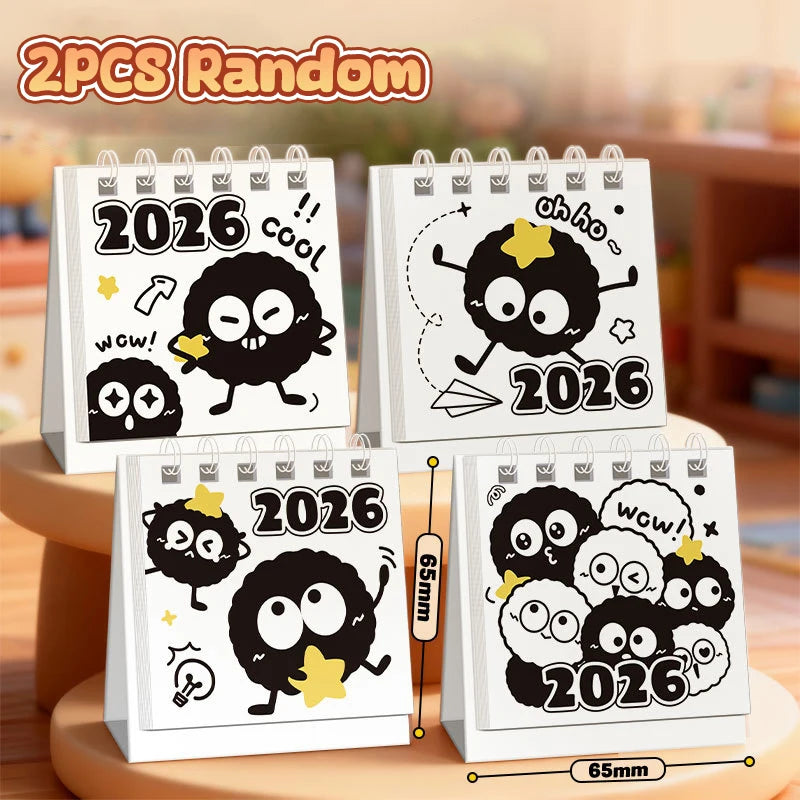 Random Mini 2026 Calendar Portable Cute Cat Office School Supplies Qme A1 2PCS random