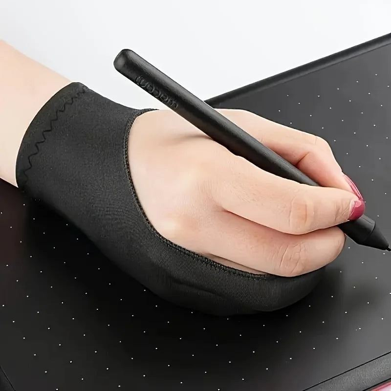 2Pcs artist painting gloves universal left and right hands, two fingers smooth elastic breathable stylus pencil sketch painting Qme
